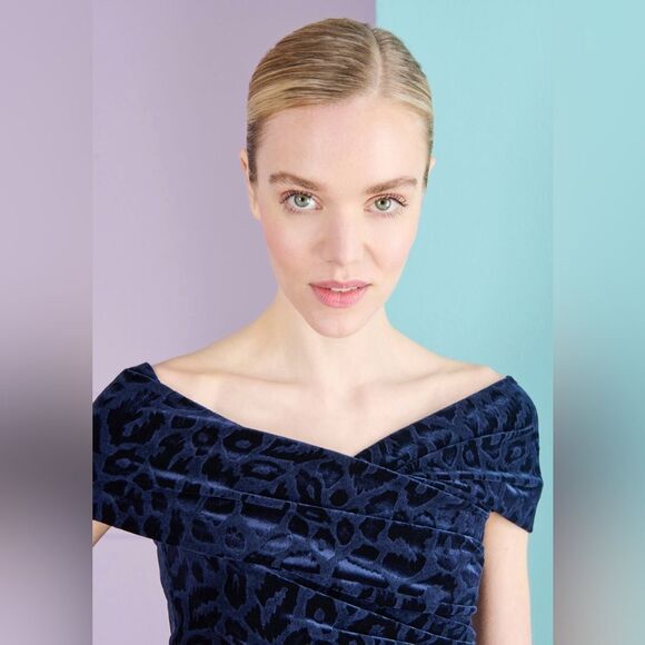 Talbot Runhof royal blue leopard print dress, US14 - Picture 2 of 11